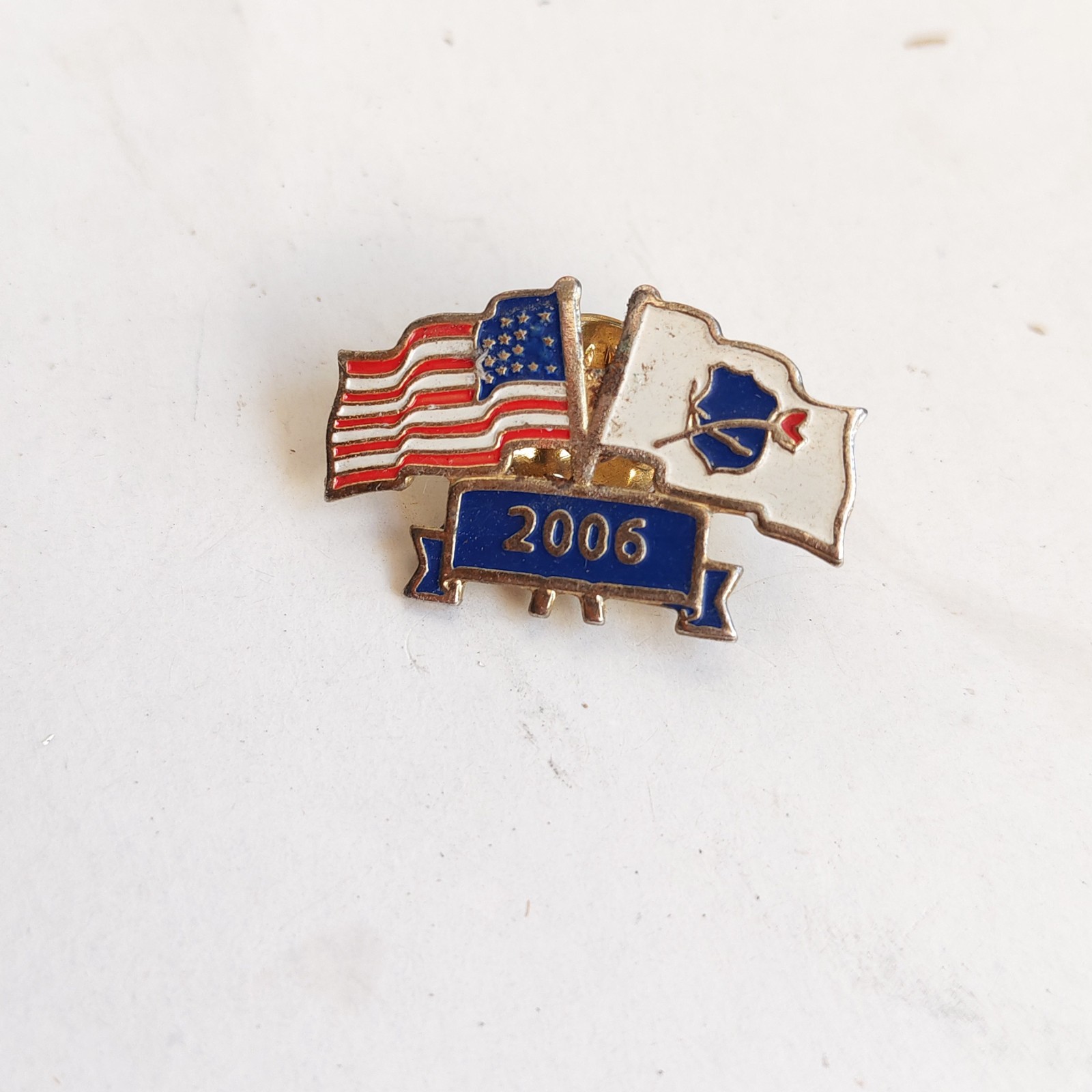 2006 Law Enforcement Memorial Double Flag Pin USA sold by Sweilems in Amman