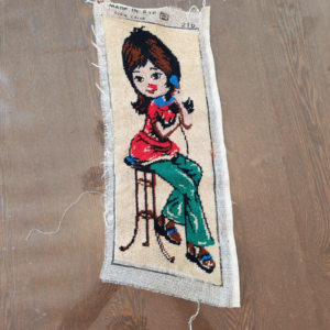 Vintage French Handmade Needlepoint - girl on chair sold by Sweilems in Amman