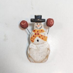 handcrafted wooden snowman figurine pin 2 5 sold by Sweilems in Amman
