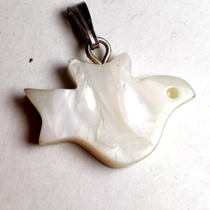 Mother of Pearl Pendant Dove Bird Carved Polished 20mm by 15mm sold by Sweilems in Amman