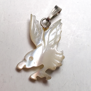 Mother of Pearl Pendant Eagle Bird Carved Polished 19mm by 13mm sold by Sweilems in Amman
