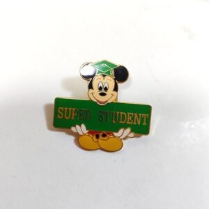 Disney Pin Super Student Award Mickey Mouse Green Graduation Cap Epcot 2001