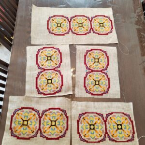 5 pieces vintage cross-stitch needlepoint set table runner set sold by Sweilems in Amman