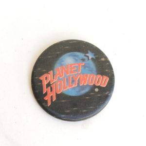 Vintage Planet Hollywood Holographic Globe Logo Red White Blue Button Pin sold by Sweilems in Amman
