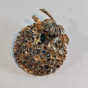 vintage Pumpkin brooch signed 1.7" missing some stones