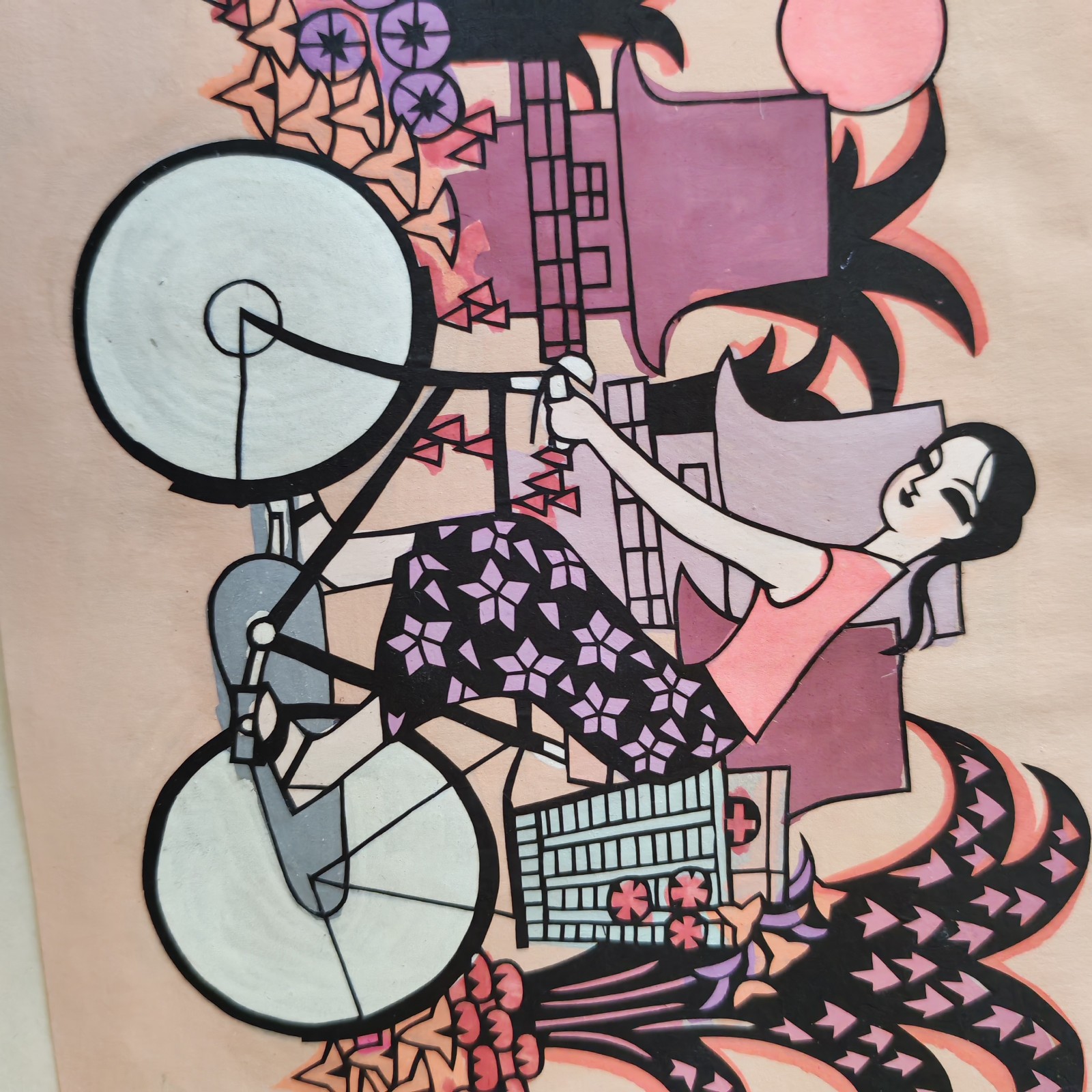 Vintage Rare Chinese/Japanese Art 7 by 5.5" in size unknown artist or details #5 - Image 3