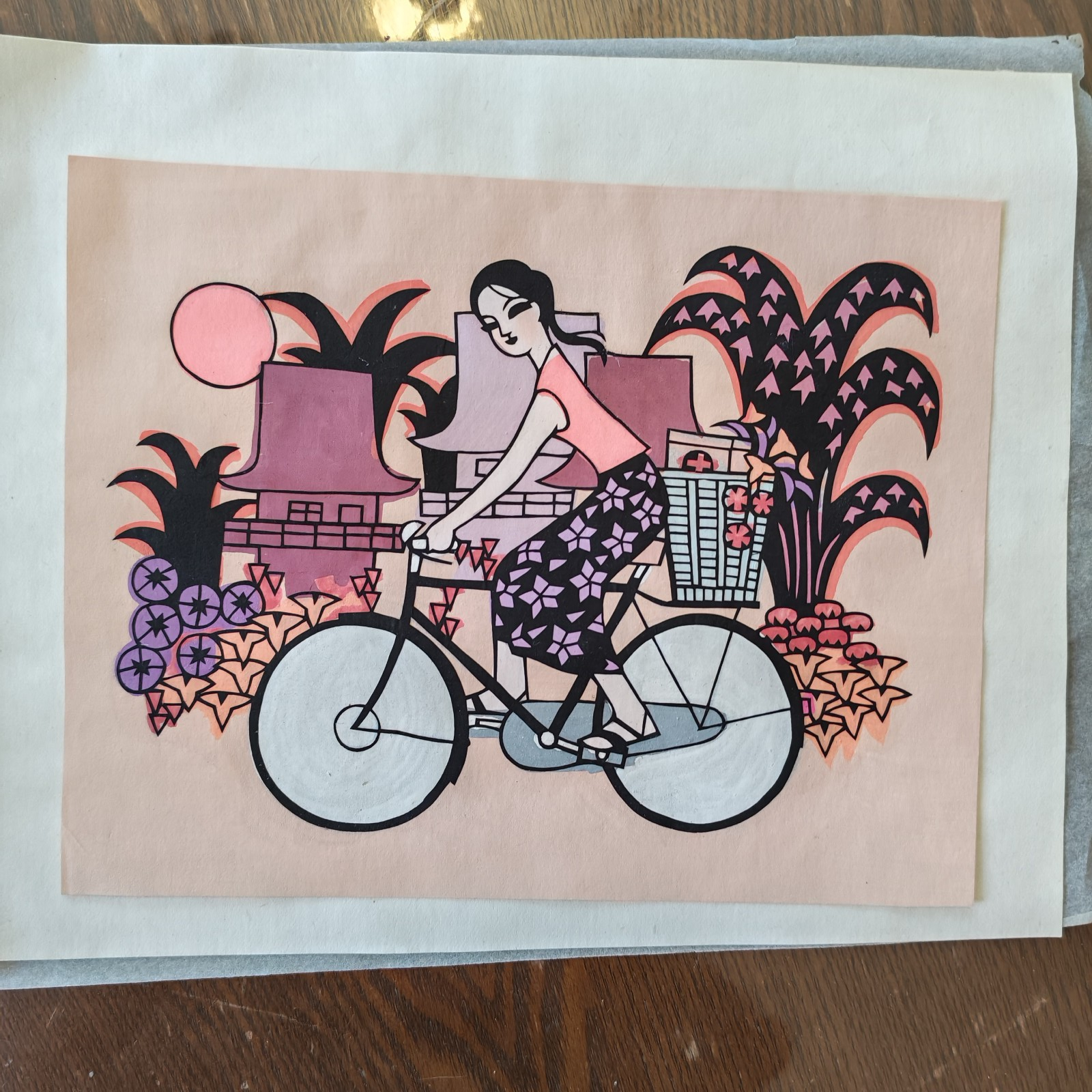Vintage Rare Chinese/Japanese Art 7 by 5.5" in size unknown artist or details #5