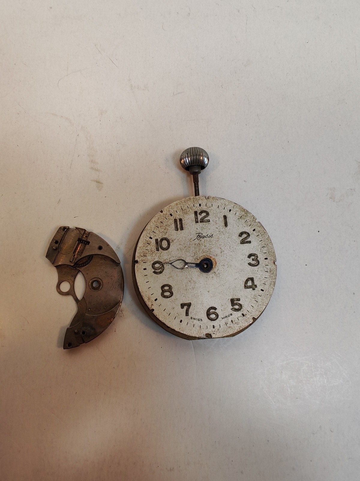 Vintage Basis pocket watch dial and crown parts 43 5mm sold by Sweilems in Amman