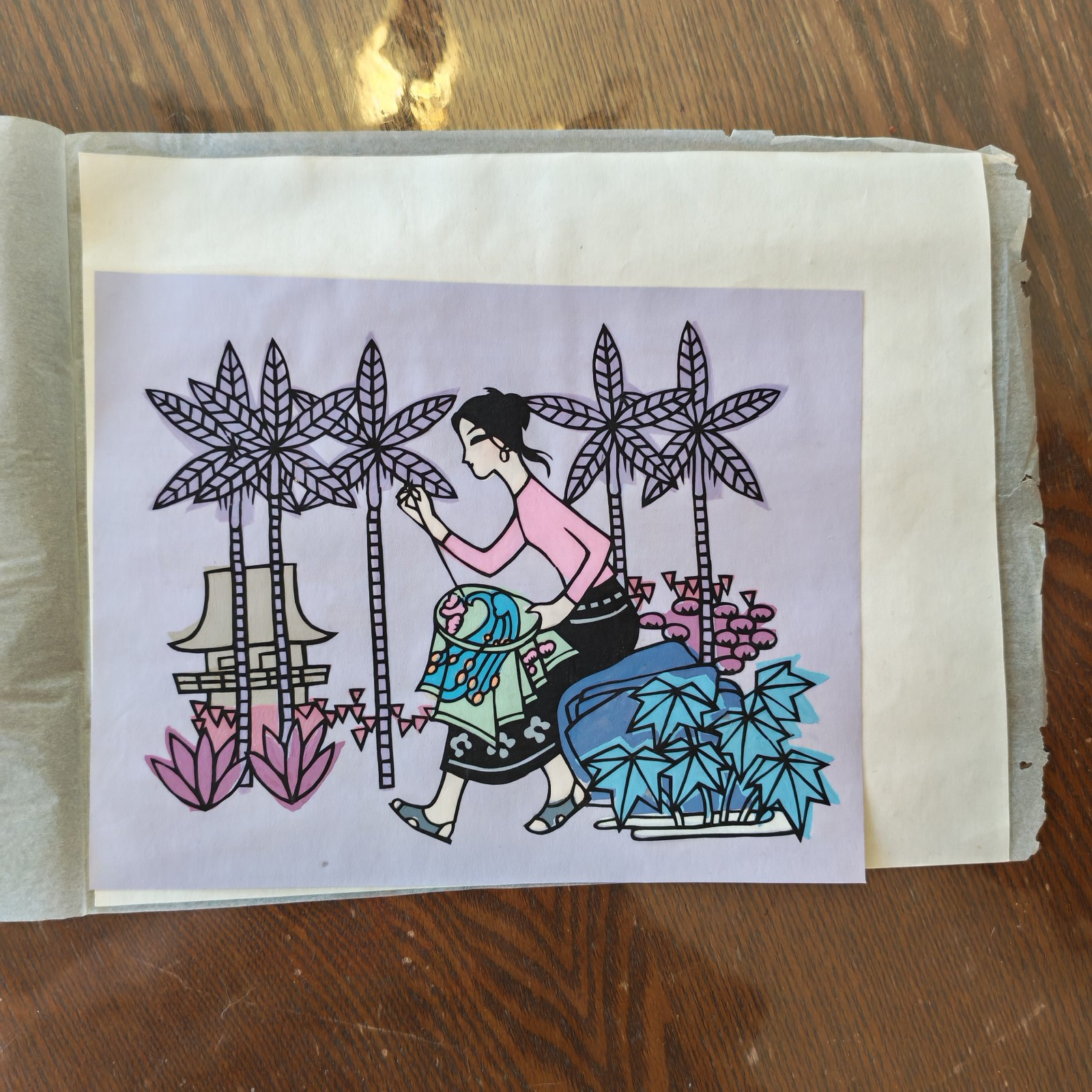 Vintage Rare Chinese/Japanese Art 7 by 5.5" in size unknown artist or details #4