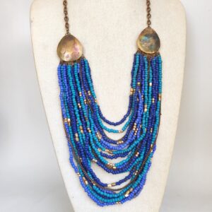 Handmade blue beaded necklace multistrand sold by Sweilems in Amman