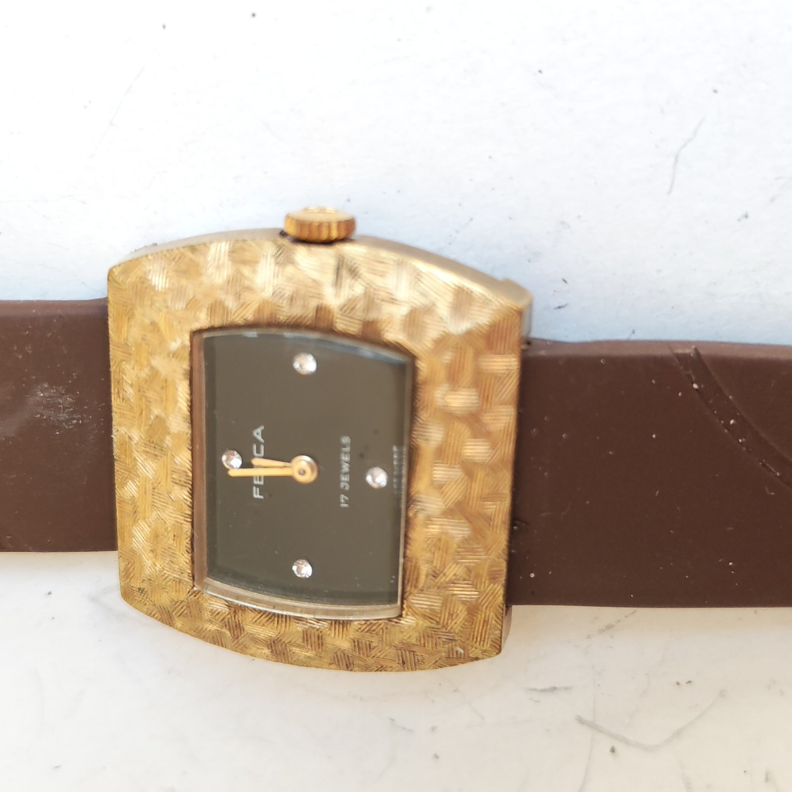 vintage Felca ladies wristwatch hand winding gold plated 10micron detail photograph