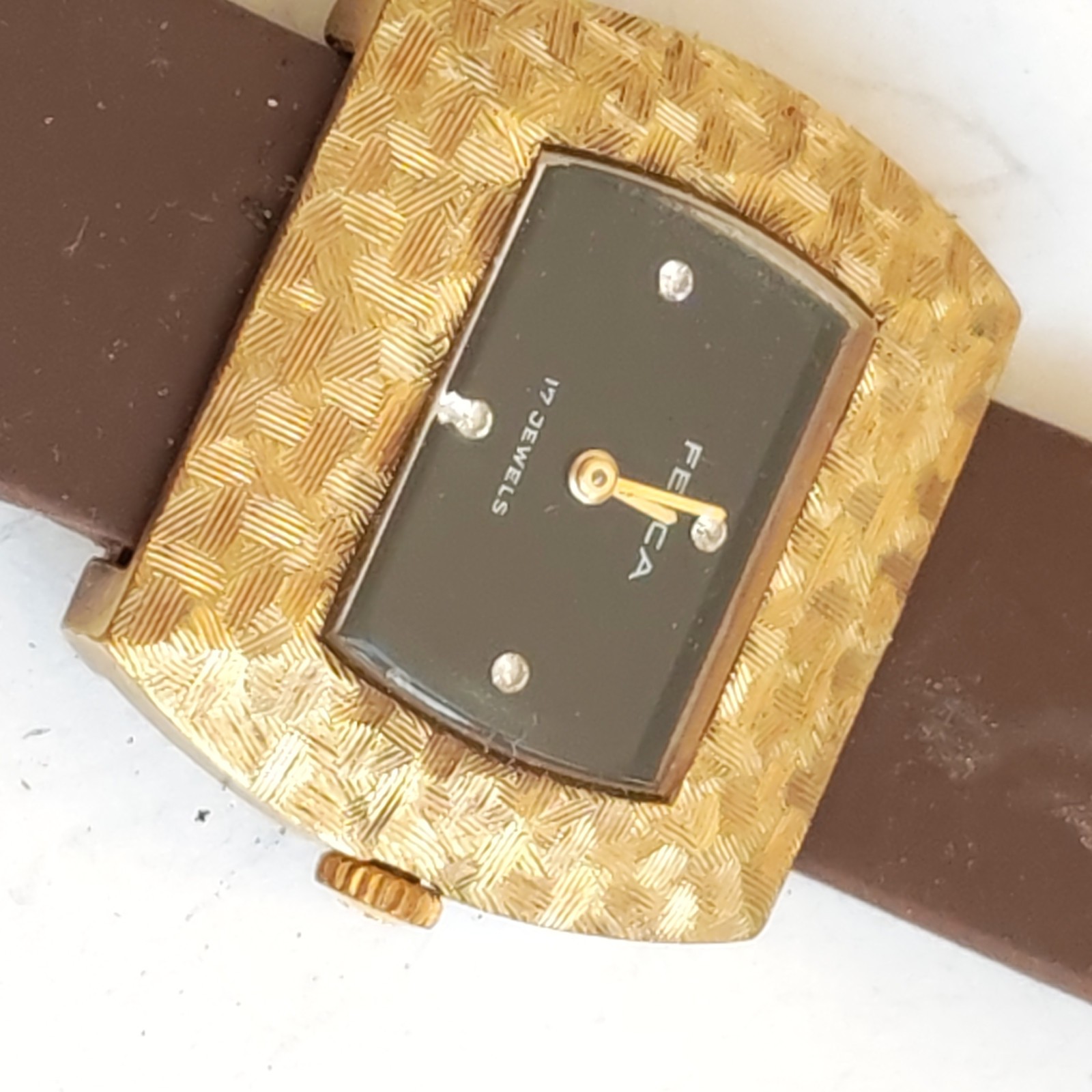vintage Felca ladies wristwatch hand winding gold plated 10micron detail photograph