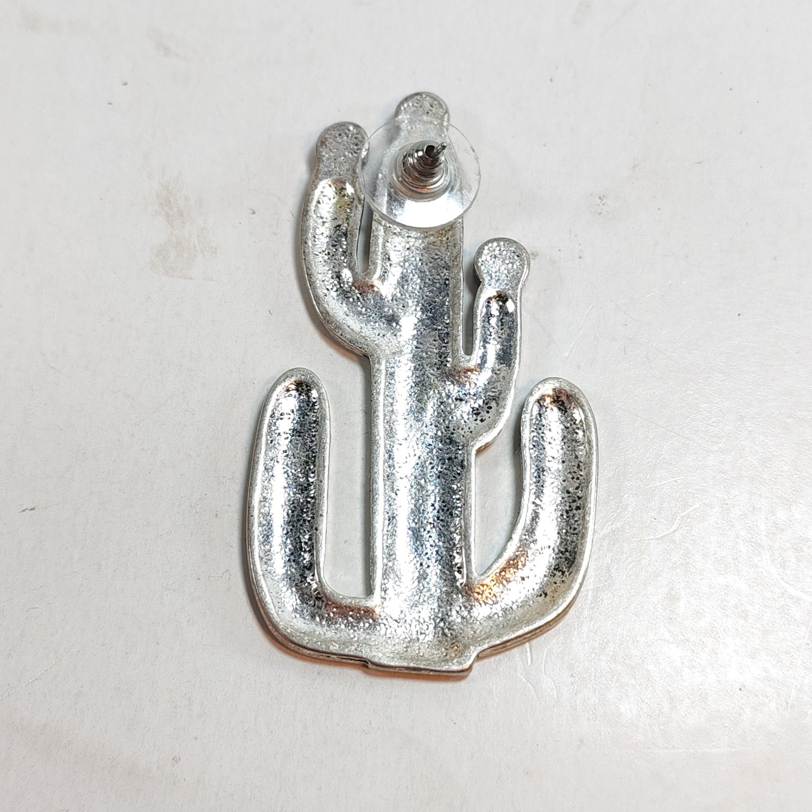 Cactus Metal pin or single earing 2 detail photograph
