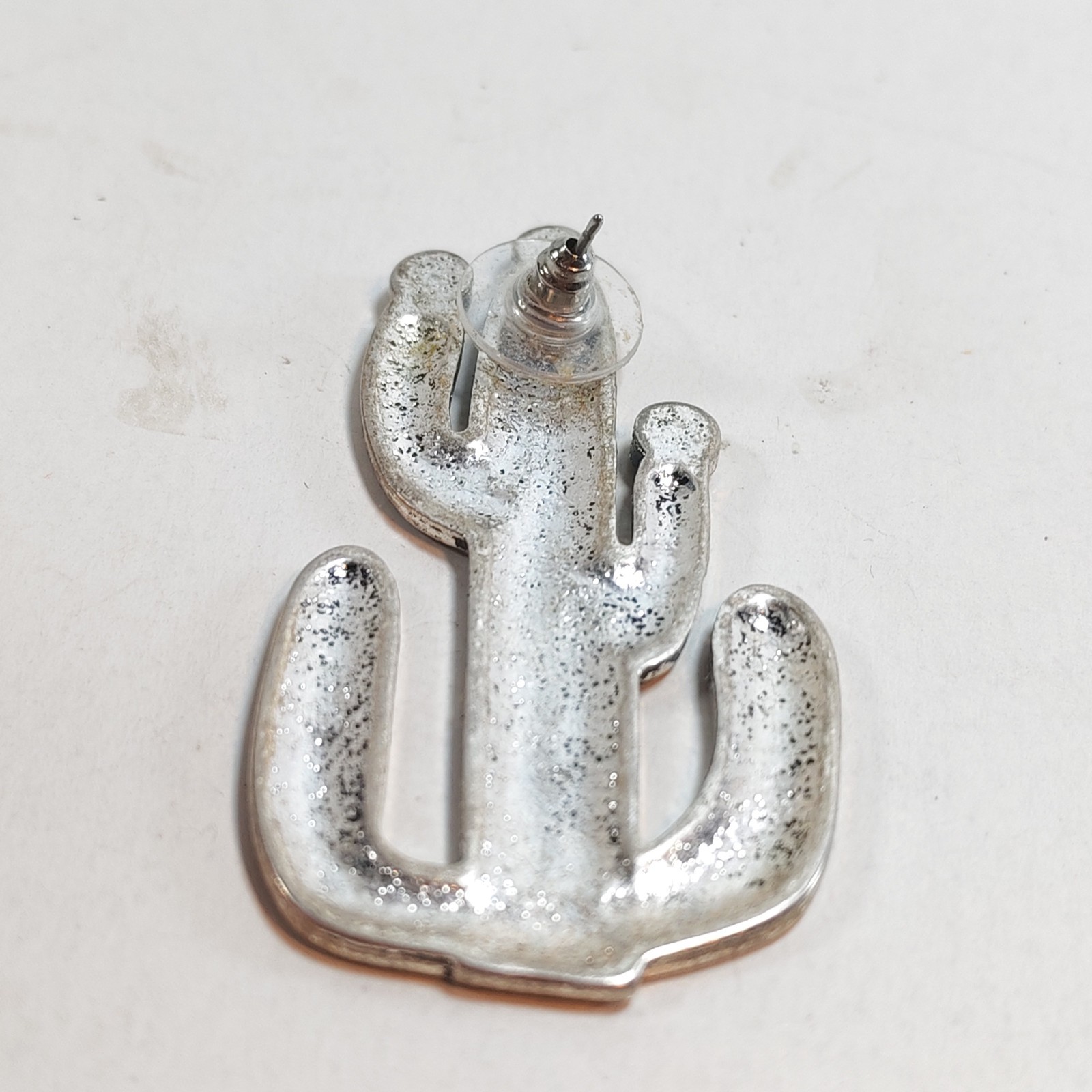 Cactus Metal pin or single earing 2 detail photograph