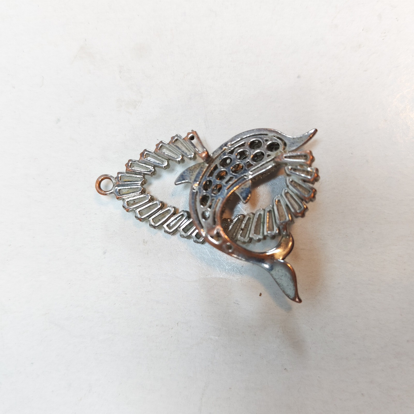 Dolphin Metal Pendant with stones 1 5 detail photograph