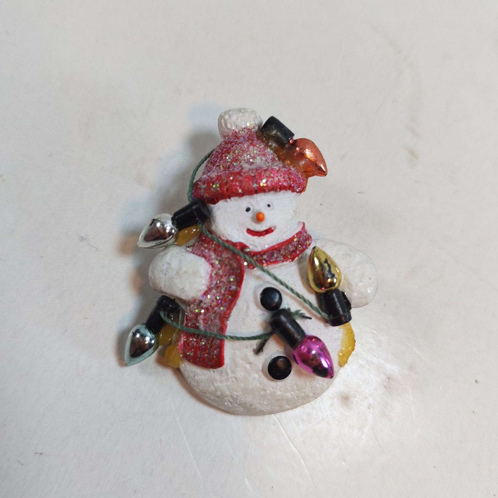 VINTAGE PAINTED WHITE RESIN SNOWMAN BROOCH LAPEL PIN 2 sold by Sweilems in Amman