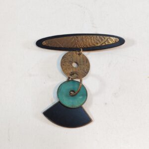 intage Multimetal Modernist Dangle Brooch Pin Etched Copper Brooch Pin sold by Sweilems in Amman