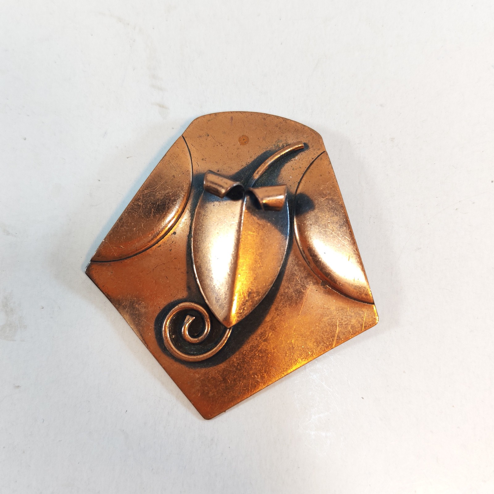 vintage modernist copper leaf brooch 2 5 sold by Sweilems in Amman