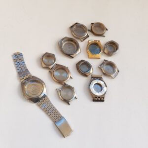 12 MIXED VINTAGE WATCH CASES ONLY, ORIENT AND OTHER BRANDS