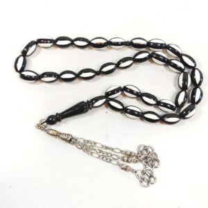 33 Beads Kuka Wood Tasbih Prayer Beads Black White Inlay Misbaha sold by Sweilems in Amman