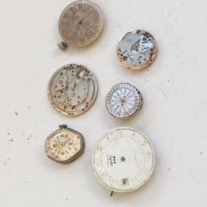 Lot of 6 Vintage Mechanical Watch Movements - Not Working - For Parts -Lot#11676
