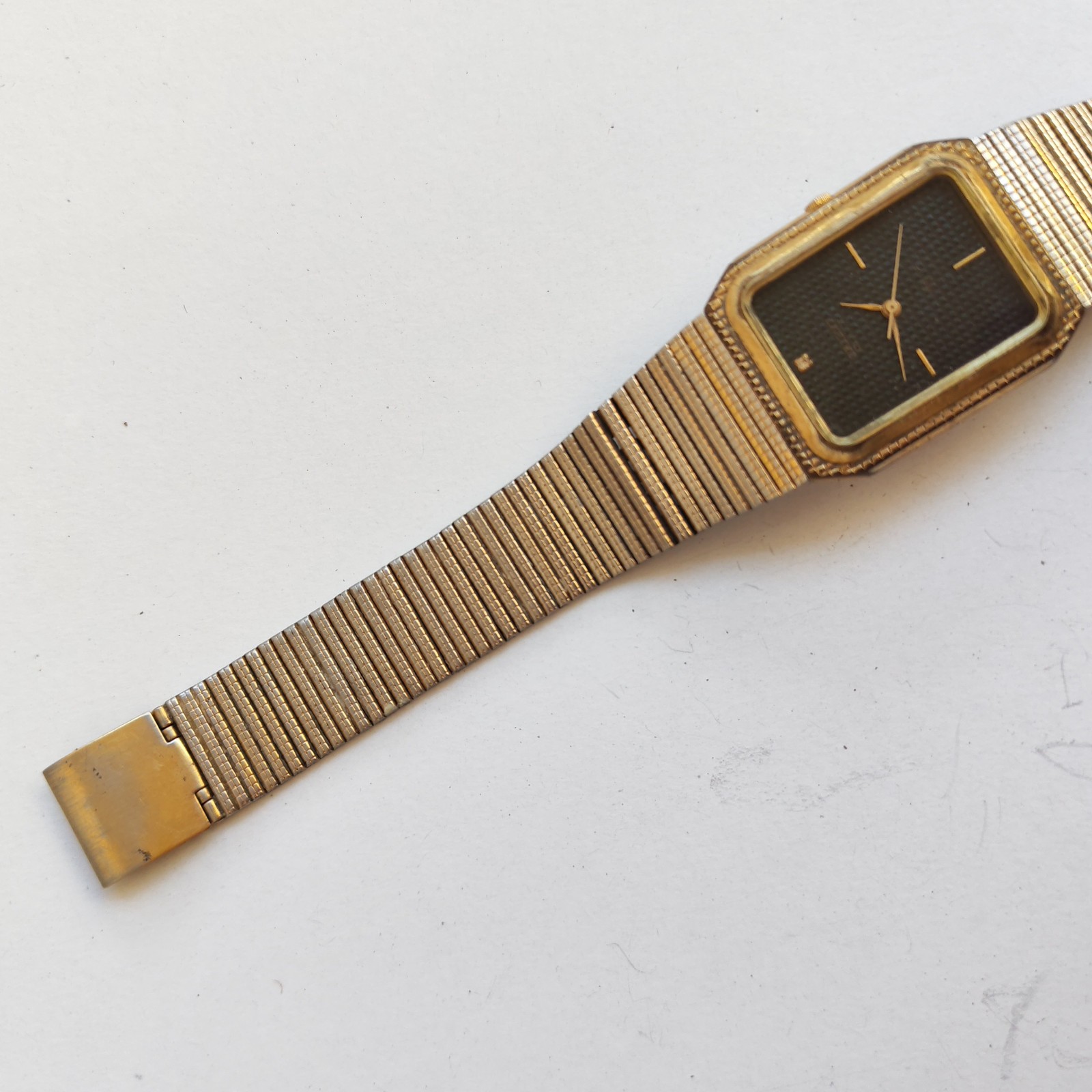 vintage Orient rectangular wristwatch detail photograph
