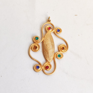 vintage gold-toned artist palette pendant featuring colorful rhinestone sold by Sweilems in Amman