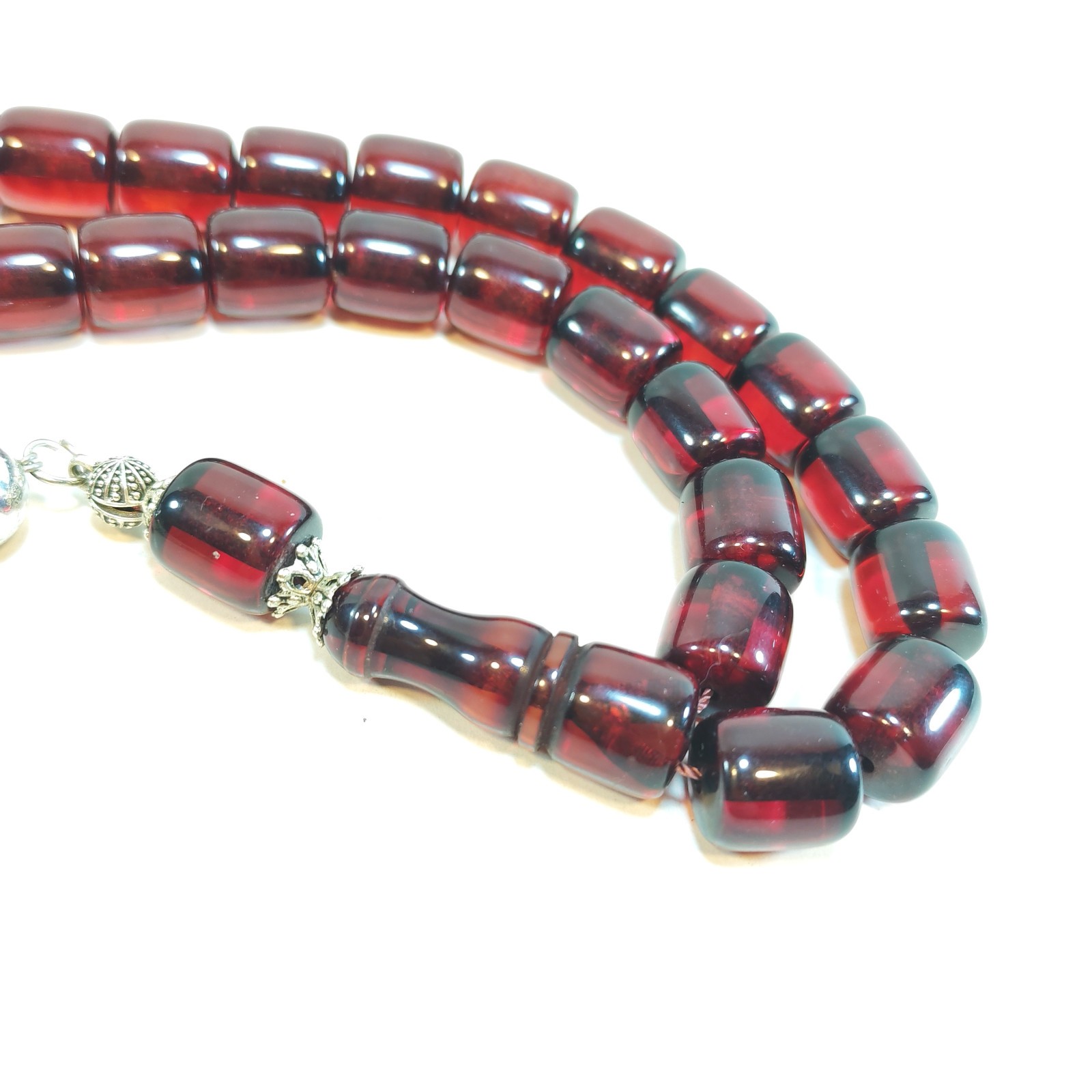 33 Beads Faturan Style Tasbih Cherry Red Prayer Beads Misbaha Subha detail photograph