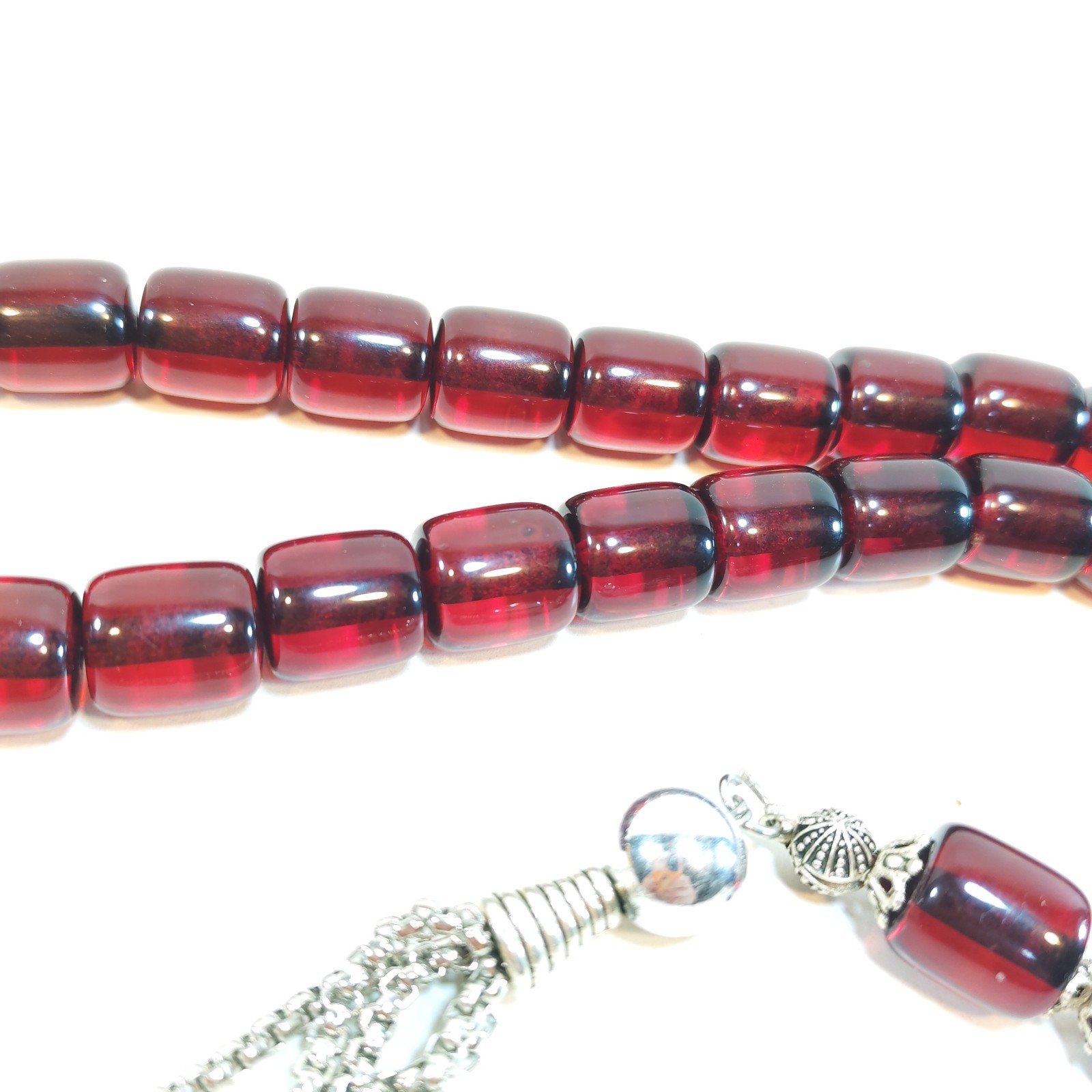 33 Beads Faturan Style Tasbih Cherry Red Prayer Beads Misbaha Subha detail photograph