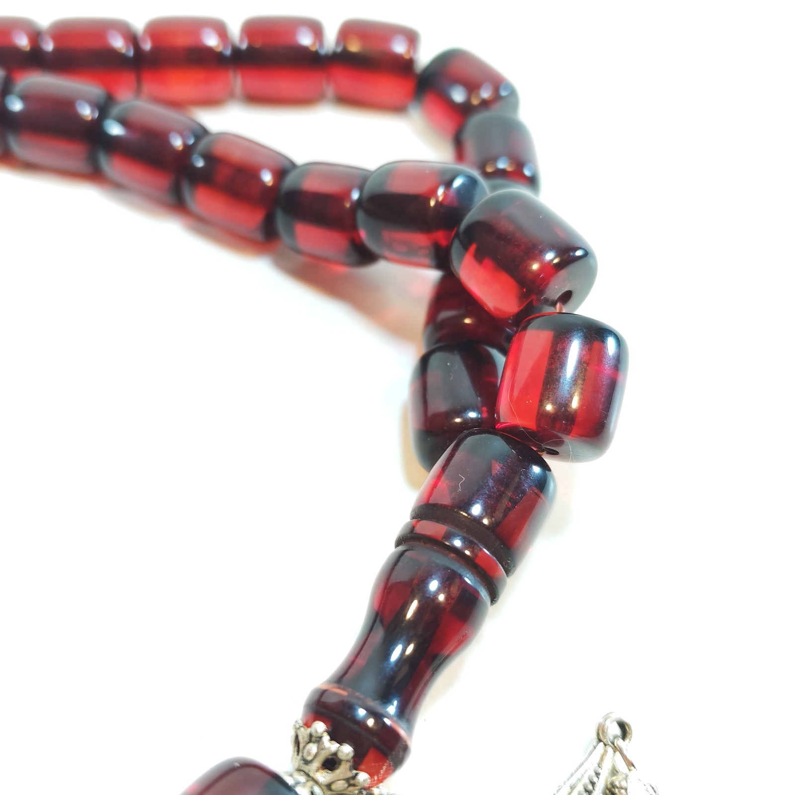 33 Beads Faturan Style Tasbih Cherry Red Prayer Beads Misbaha Subha detail photograph