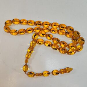 33 Beads Pressed Amber Tasbih Insect Inclusion Prayer Beads 19 13mm sold by Sweilems in Amman