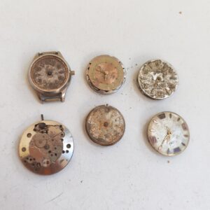 Lot of 6 Vintage Mechanical Watch Movements - Not Working - For Parts -Lot#11686