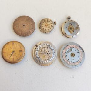 Lot of 6 Vintage Mechanical Watch Movements - Not Working - For Parts -Lot#11699