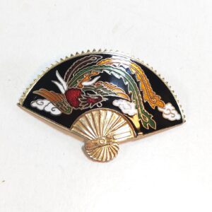 Vintage Enamel Fan Brooch Oriental Phoenix Bird Lapel Pin 2 sold by Sweilems in Amman