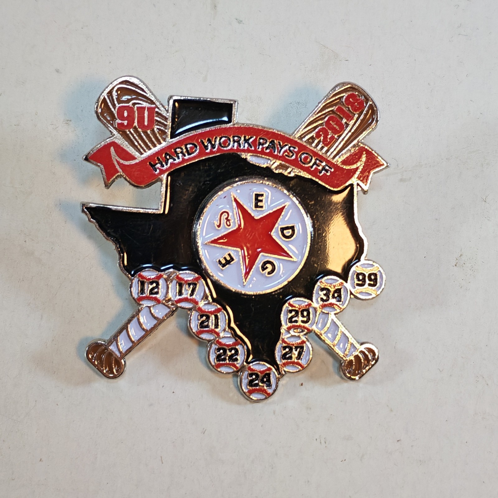 Hard Working Days Off Baseball Pin steelberry 1 5 detail photograph