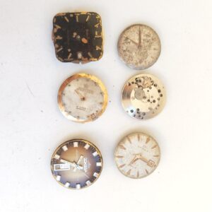 Lot of 6 Vintage Mechanical Watch Movements - Not Working - For Parts -Lot#11700