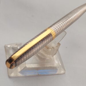 S.T. Dupont Fidelio Ballpoint Pen, silver-toned textured guil Made in France