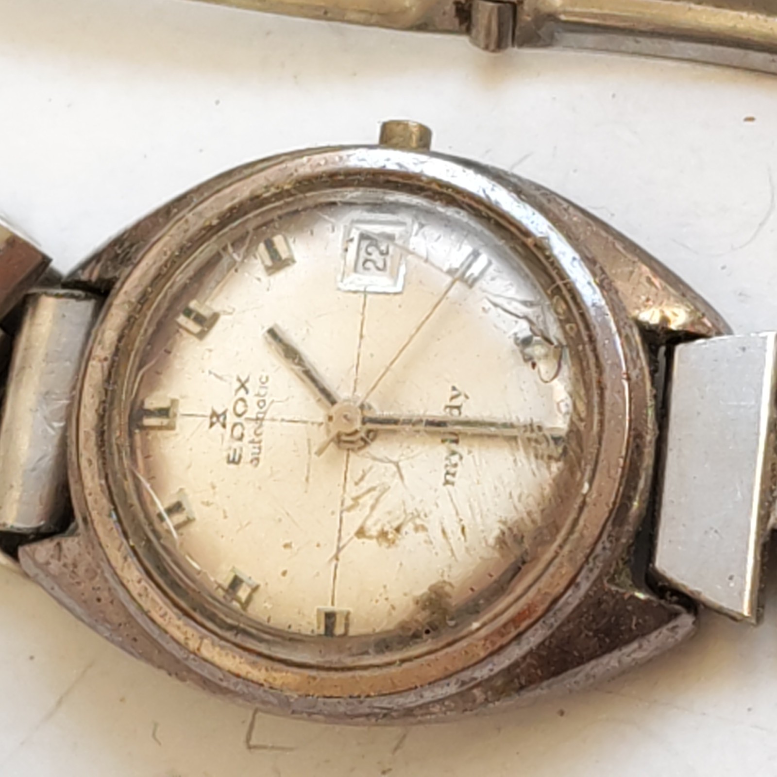 vintage Edox Mylady automatic wristwatch working detail photograph