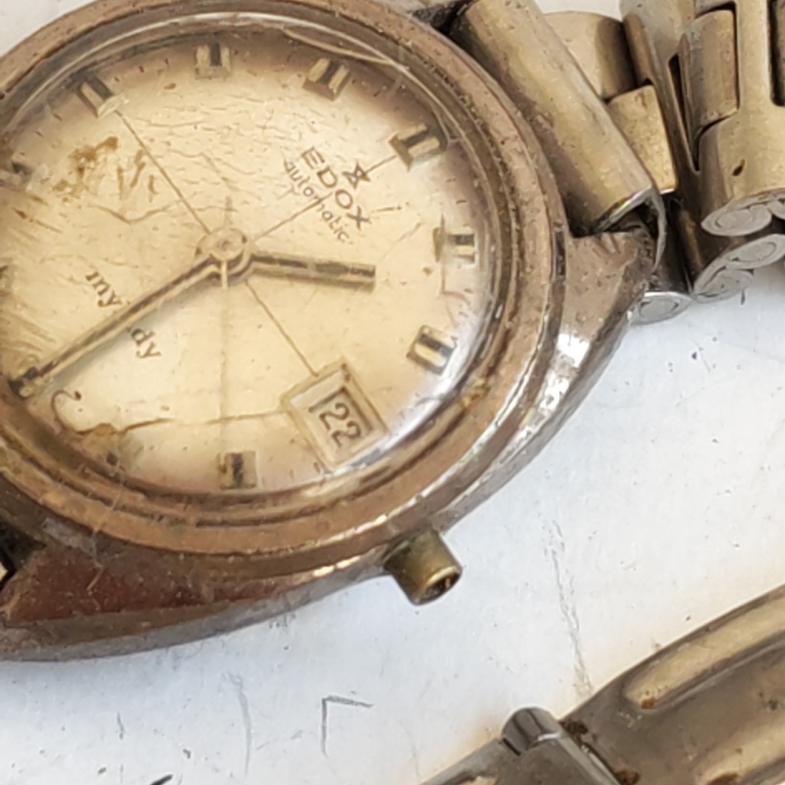 vintage Edox Mylady automatic wristwatch working detail photograph