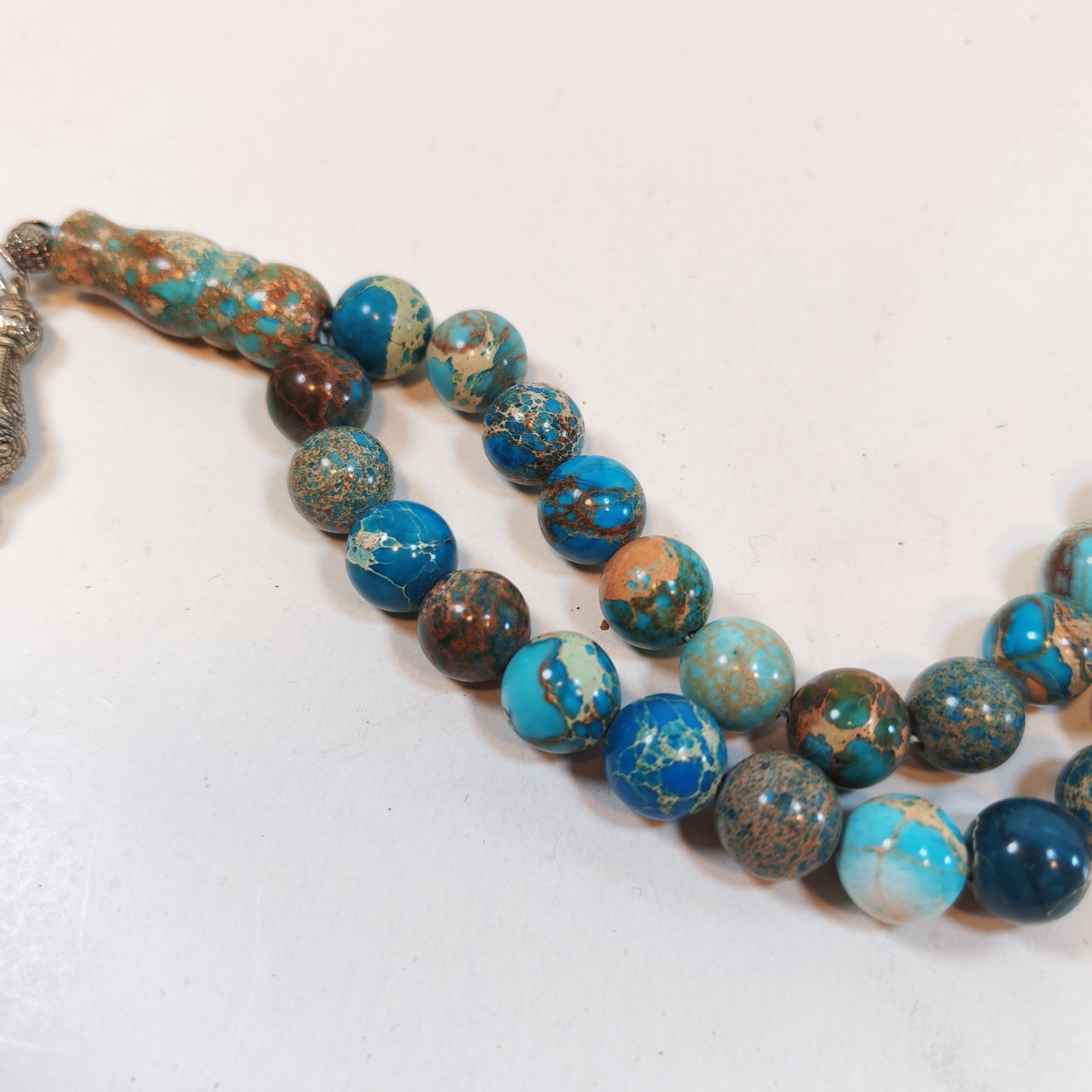 33 Beads Imperial Jasper Tasbih Prayer Beads Blue Turquoise Style Misbaha detail photograph