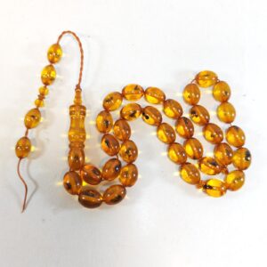 33 Beads Pressed Amber Tasbih Insect Inclusion Prayer Beads Misbaha 15 11mm sold by Sweilems in Amman