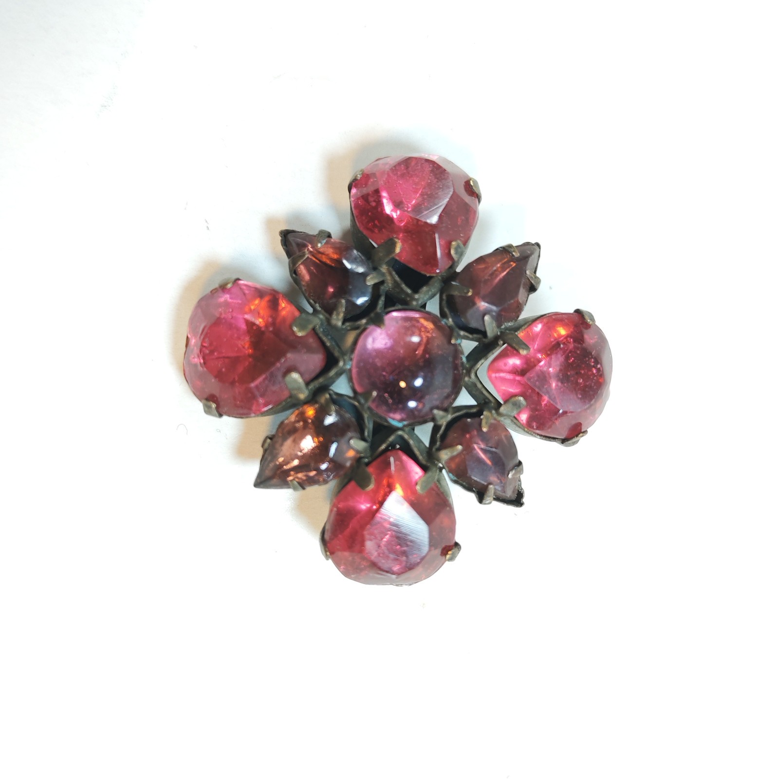 Cranberry color Glass Floral Pin Brooch 2 sold by Sweilems in Amman