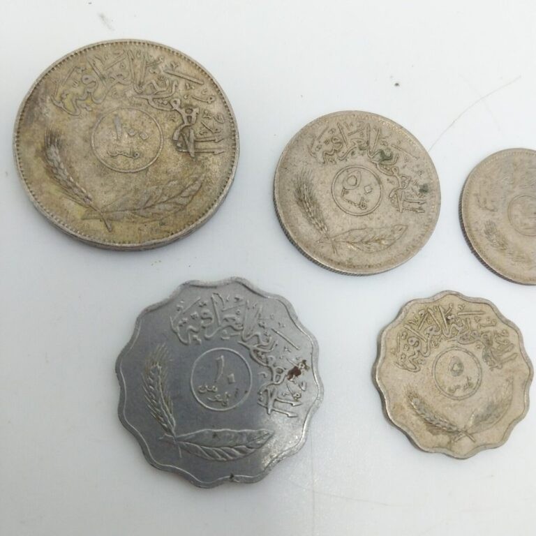Iraq 5 Coins 5 10 25 50 100 Fils Used 1970-1975 detail photograph