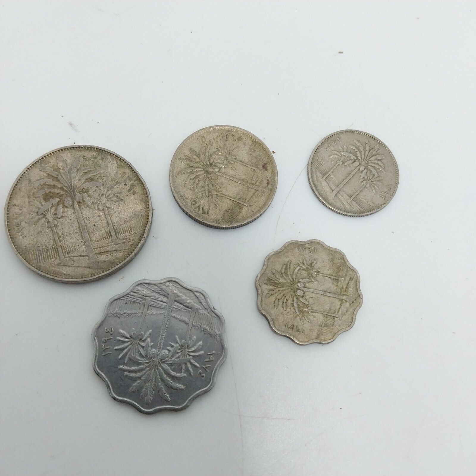 Iraq 5 Coins 5 10 25 50 100 Fils Used 1970-1975 detail photograph