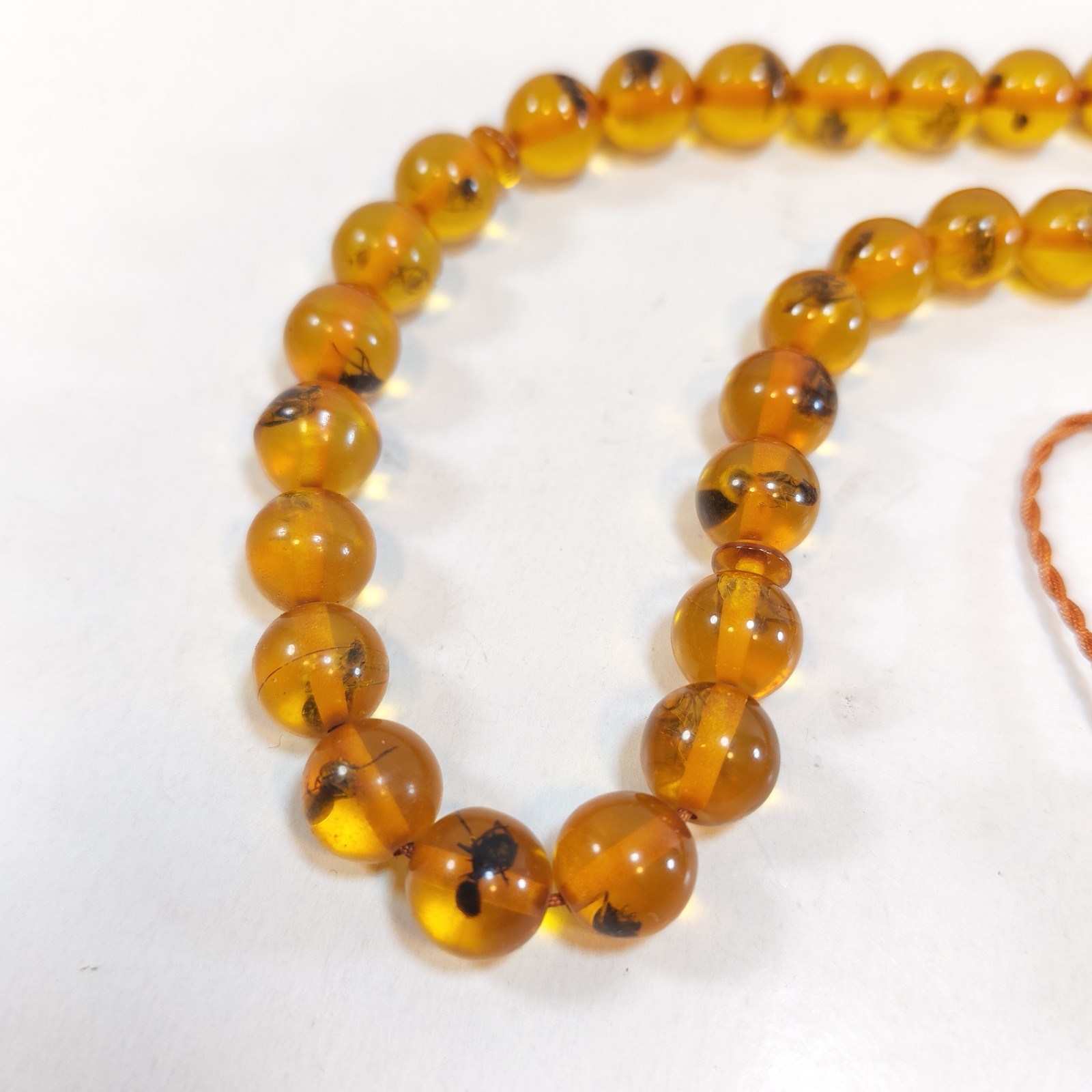 33 Beads Pressed Amber Tasbih Insect Inclusion Prayer Beads Misbaha Islamic 10mm detail photograph
