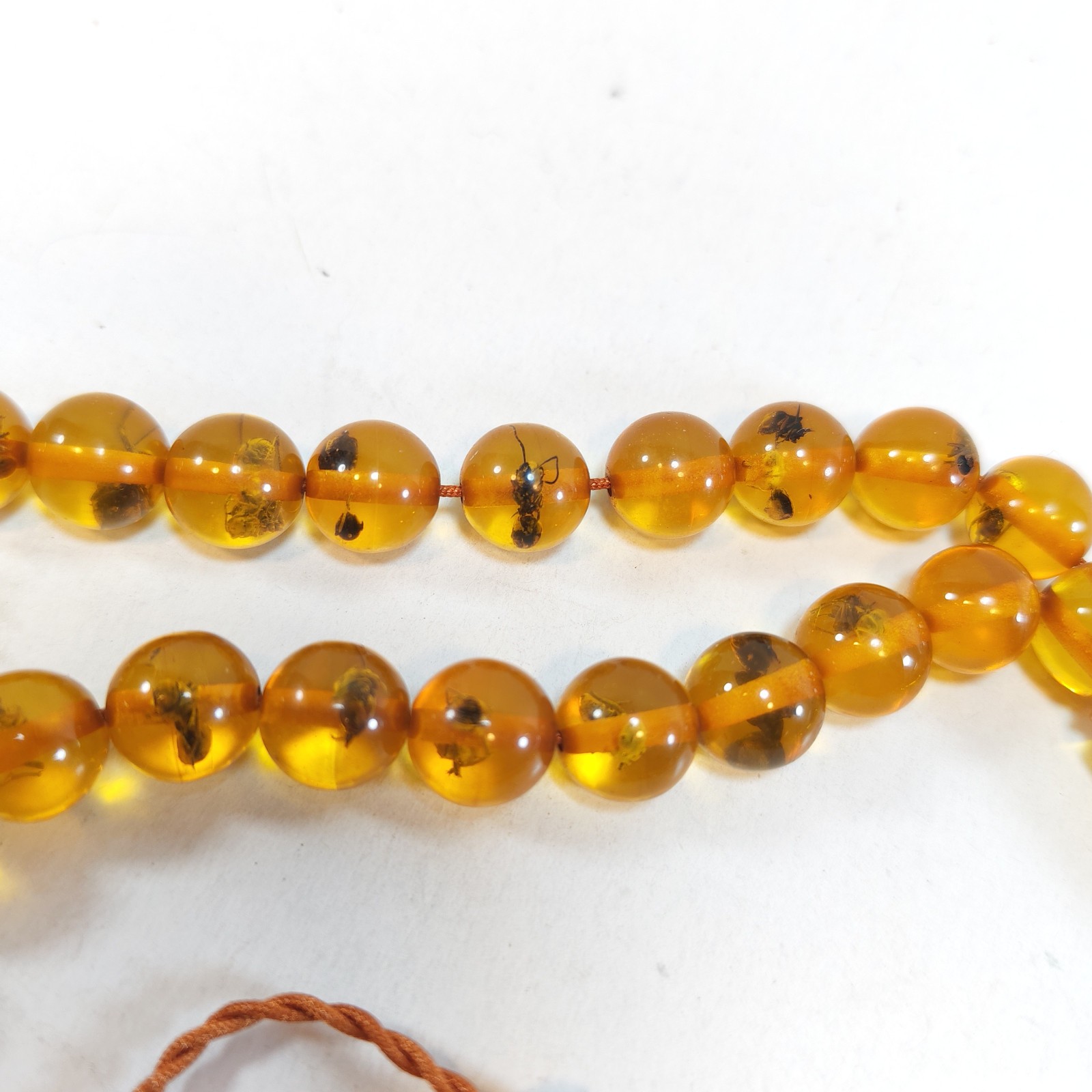 33 Beads Pressed Amber Tasbih Insect Inclusion Prayer Beads Misbaha Islamic 10mm detail photograph