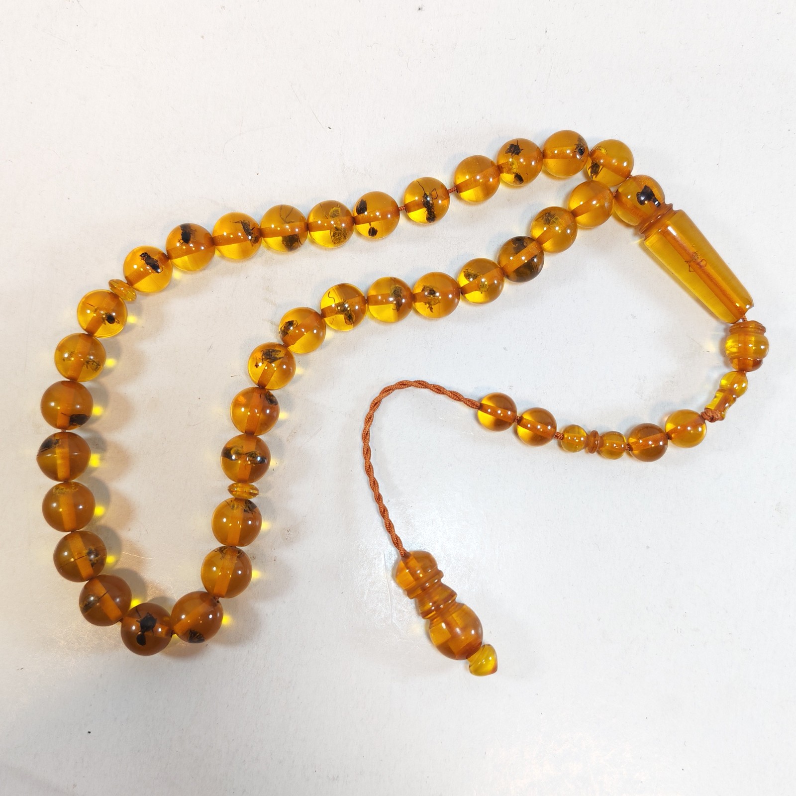 33 Beads Pressed Amber Tasbih Insect Inclusion Prayer Beads Misbaha Islamic 10mm sold by Sweilems in Amman