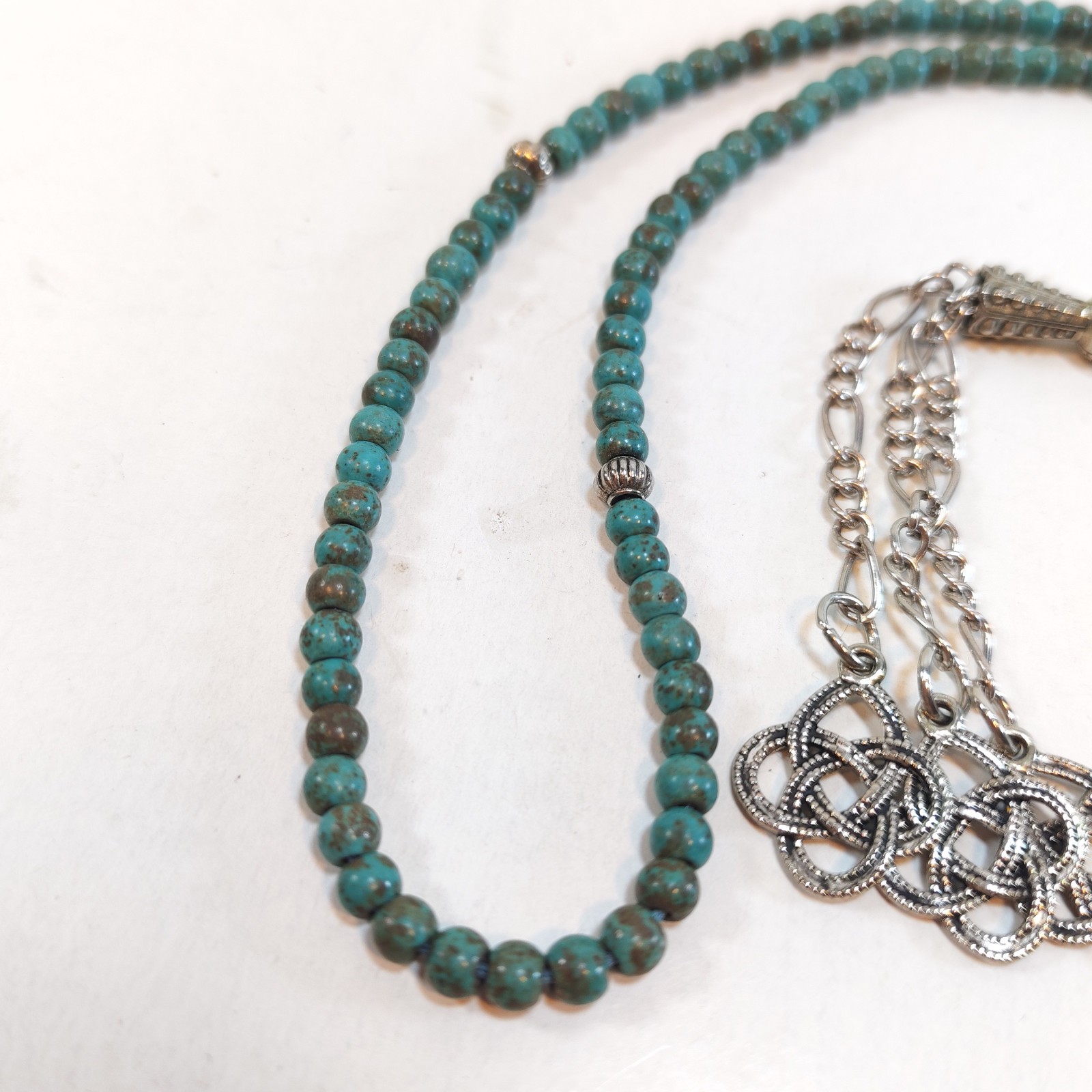 99 Beads Turquoise Stone Tasbih Prayer Beads Misbaha Islamic Subha Silver Tassel detail photograph