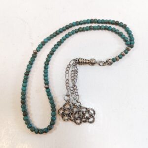 99 Beads Turquoise Stone Tasbih Prayer Beads Misbaha Islamic Subha Silver Tassel sold by Sweilems in Amman