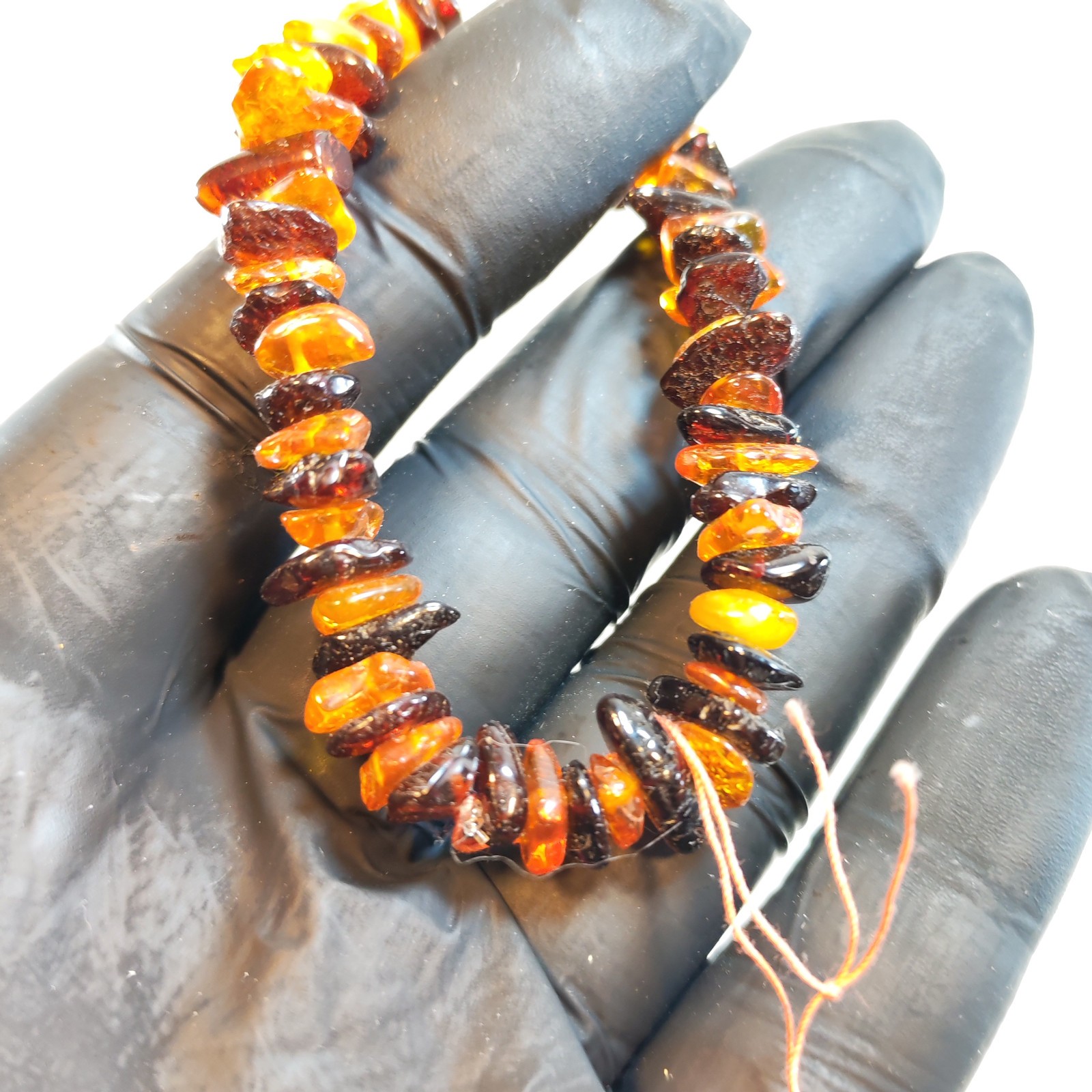 Genuine 100 natural Baltic amber bracelet - natural shape amber beads A02 detail photograph